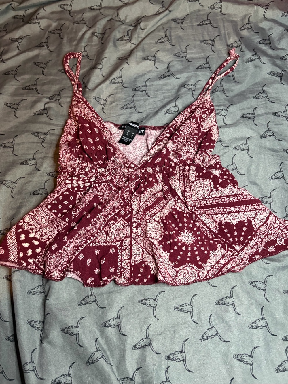 Urban Outfitters Burgundy Bandana Print Spaghetti Strap Camisole